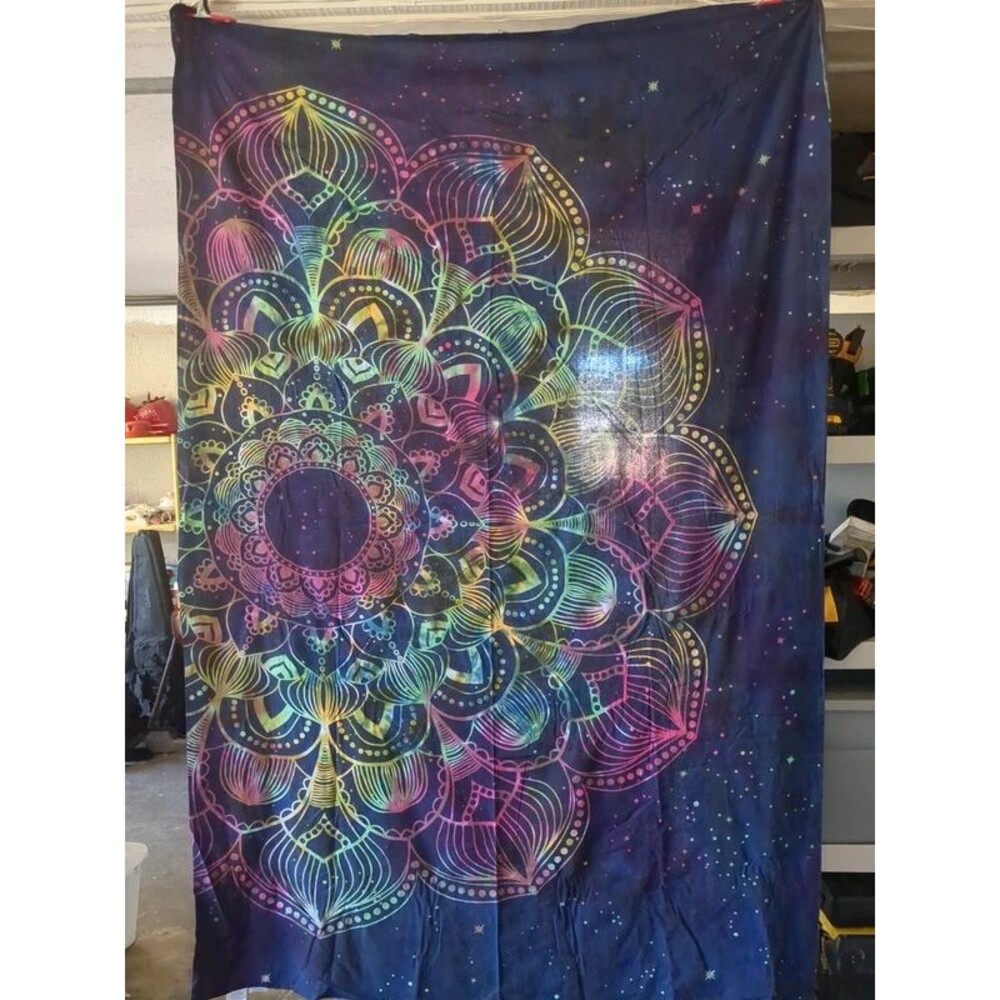 psychedelic rainbow mandala tapestry